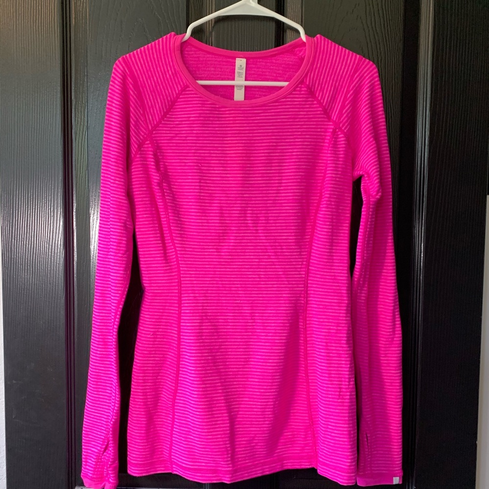 Lululemon Pink Stripe Long Sleeve Shirt